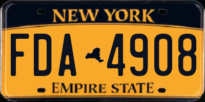 NY license plate FDA4908