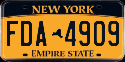 NY license plate FDA4909