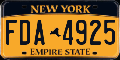NY license plate FDA4925