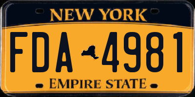 NY license plate FDA4981