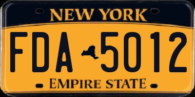 NY license plate FDA5012