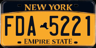 NY license plate FDA5221