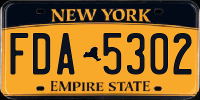 NY license plate FDA5302