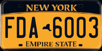 NY license plate FDA6003