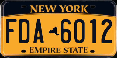 NY license plate FDA6012