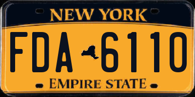 NY license plate FDA6110