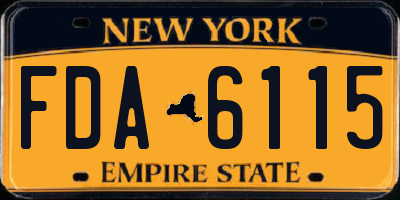 NY license plate FDA6115