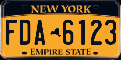 NY license plate FDA6123