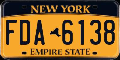 NY license plate FDA6138