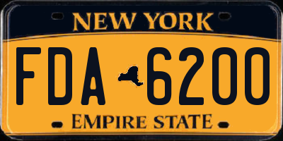 NY license plate FDA6200