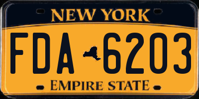 NY license plate FDA6203