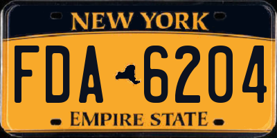 NY license plate FDA6204