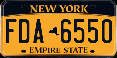 NY license plate FDA6550