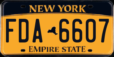 NY license plate FDA6607