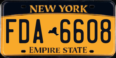 NY license plate FDA6608