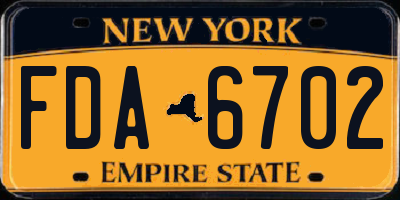 NY license plate FDA6702