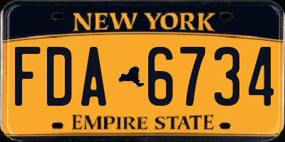 NY license plate FDA6734