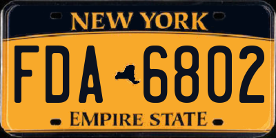 NY license plate FDA6802