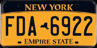 NY license plate FDA6922