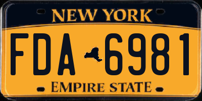 NY license plate FDA6981