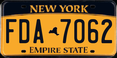 NY license plate FDA7062