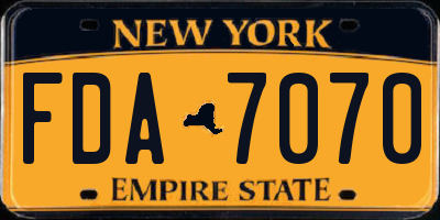NY license plate FDA7070
