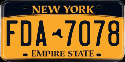NY license plate FDA7078