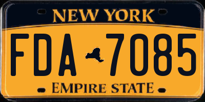 NY license plate FDA7085