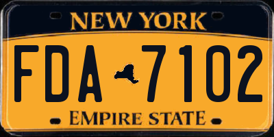 NY license plate FDA7102
