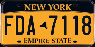 NY license plate FDA7118