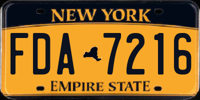 NY license plate FDA7216