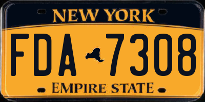NY license plate FDA7308