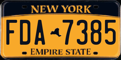 NY license plate FDA7385