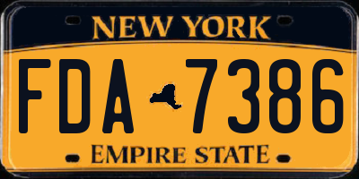 NY license plate FDA7386