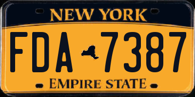 NY license plate FDA7387