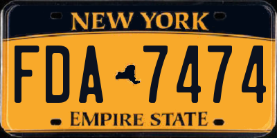 NY license plate FDA7474