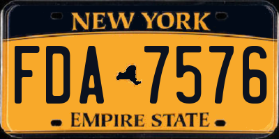 NY license plate FDA7576
