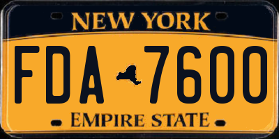 NY license plate FDA7600