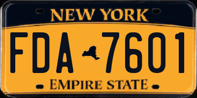 NY license plate FDA7601