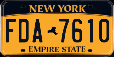 NY license plate FDA7610