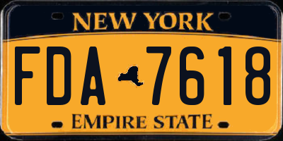 NY license plate FDA7618