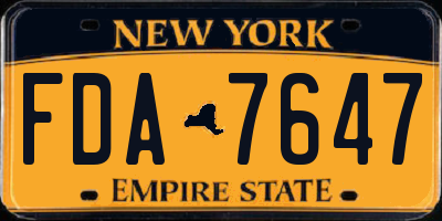 NY license plate FDA7647