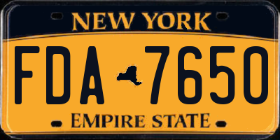 NY license plate FDA7650