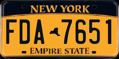 NY license plate FDA7651