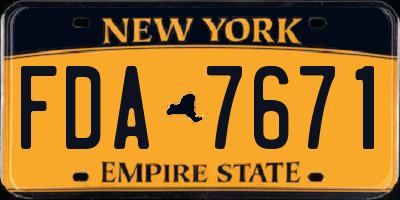 NY license plate FDA7671