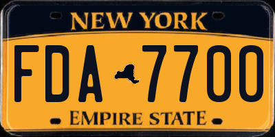NY license plate FDA7700
