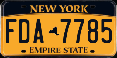 NY license plate FDA7785
