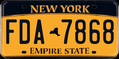 NY license plate FDA7868