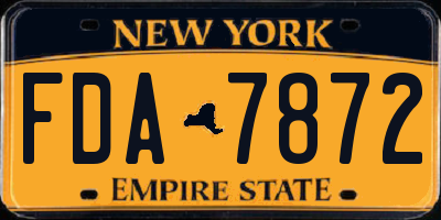 NY license plate FDA7872