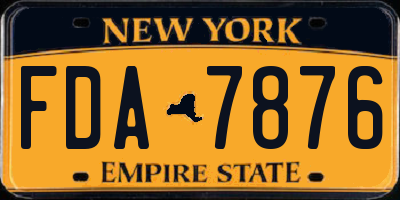NY license plate FDA7876